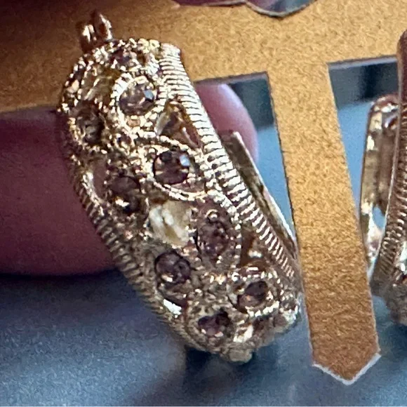 Monet Gold Filigree Hoop Earrings - Picture 3 of 3